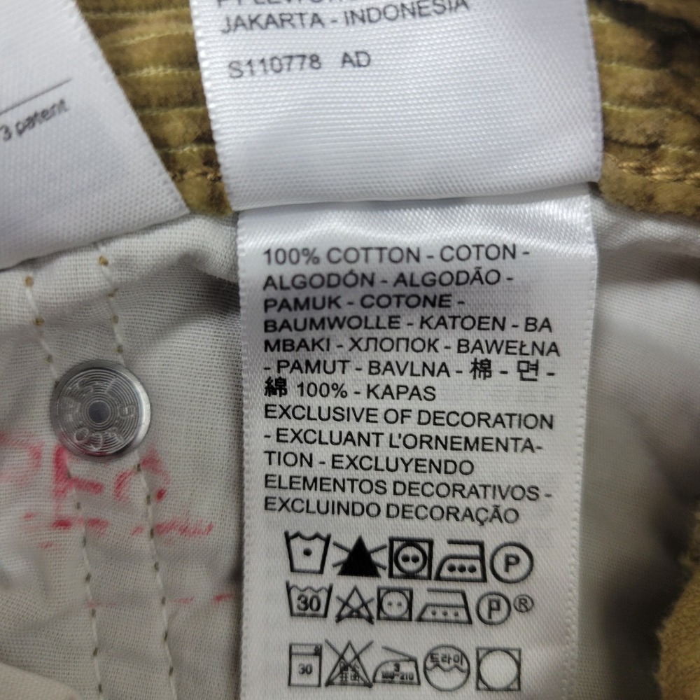 NWT Levis Mens 29x30 Beige Corduroy Pants Straight Leg Mid Rise - Picture 6 of 8